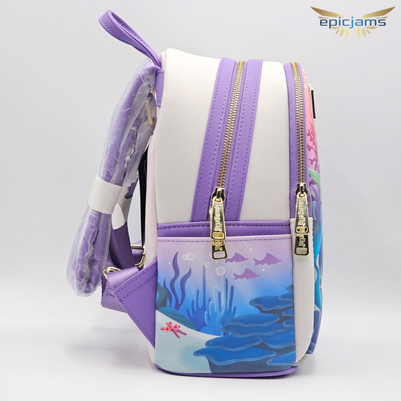 Loungefly Disney The Little Mermaid Ariel & Flounder Embroidered Mini Backpack - Picture 4 of 6